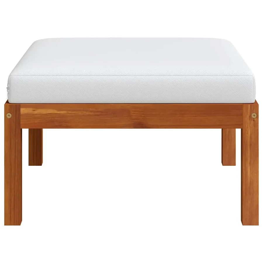 Repose-pied de jardin avec coussin Bois d'acacia massif - 5
