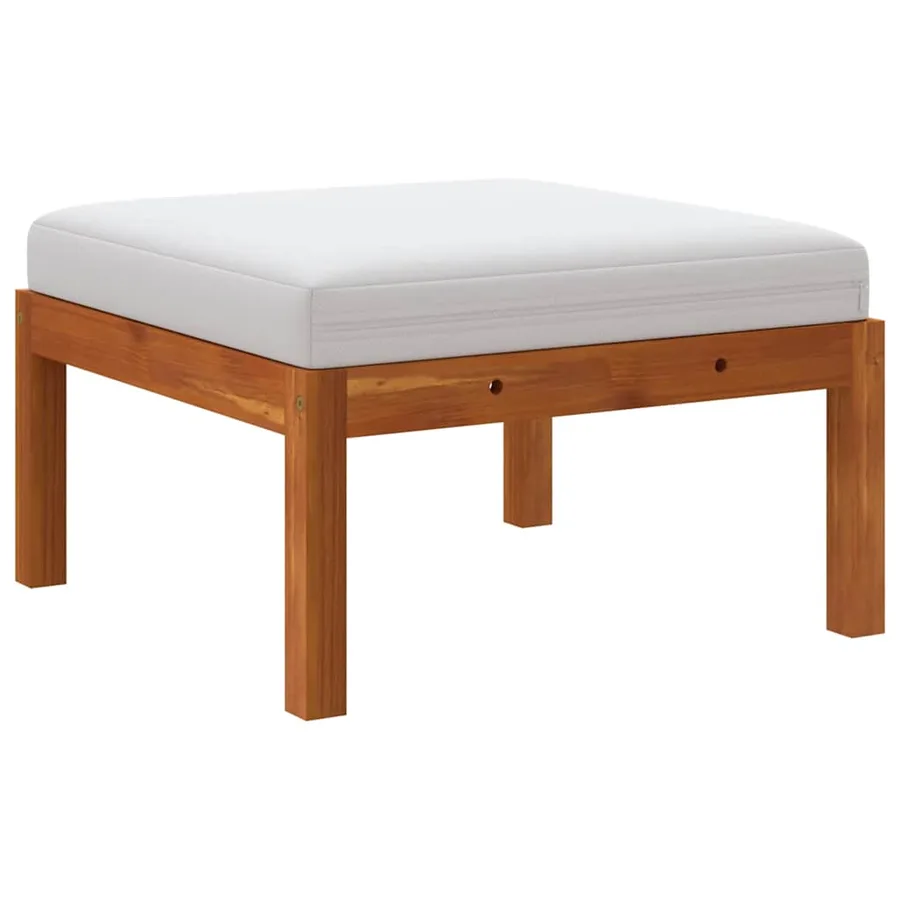 Repose-pied de jardin avec coussin Bois d'acacia massif - 6