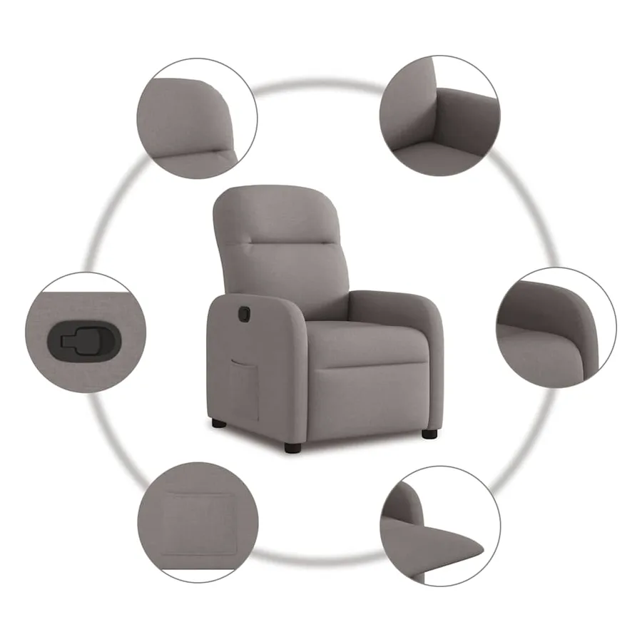 Fauteuil inclinable Taupe Tissu - 7