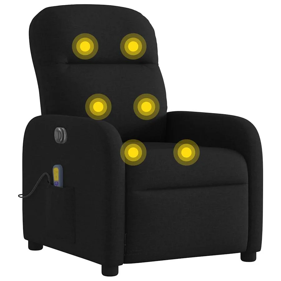 Fauteuil de massage inclinable électrique Noir Tissu - 8