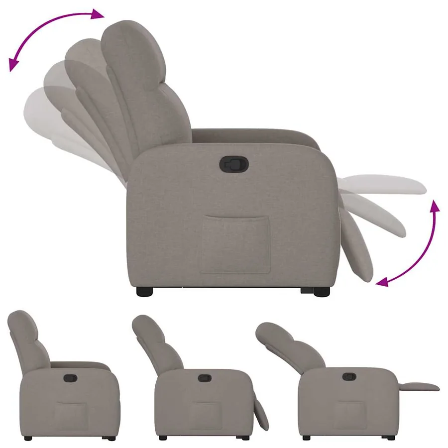 Fauteuil inclinable taupe tissu - 8