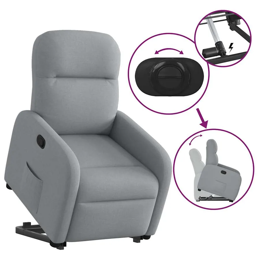 Fauteuil inclinable Gris clair Tissu - 9