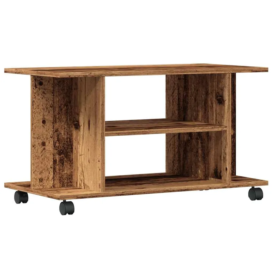 Meuble TV avec roulettes vieux bois 80x40x45 cm bois ingénierie - 2