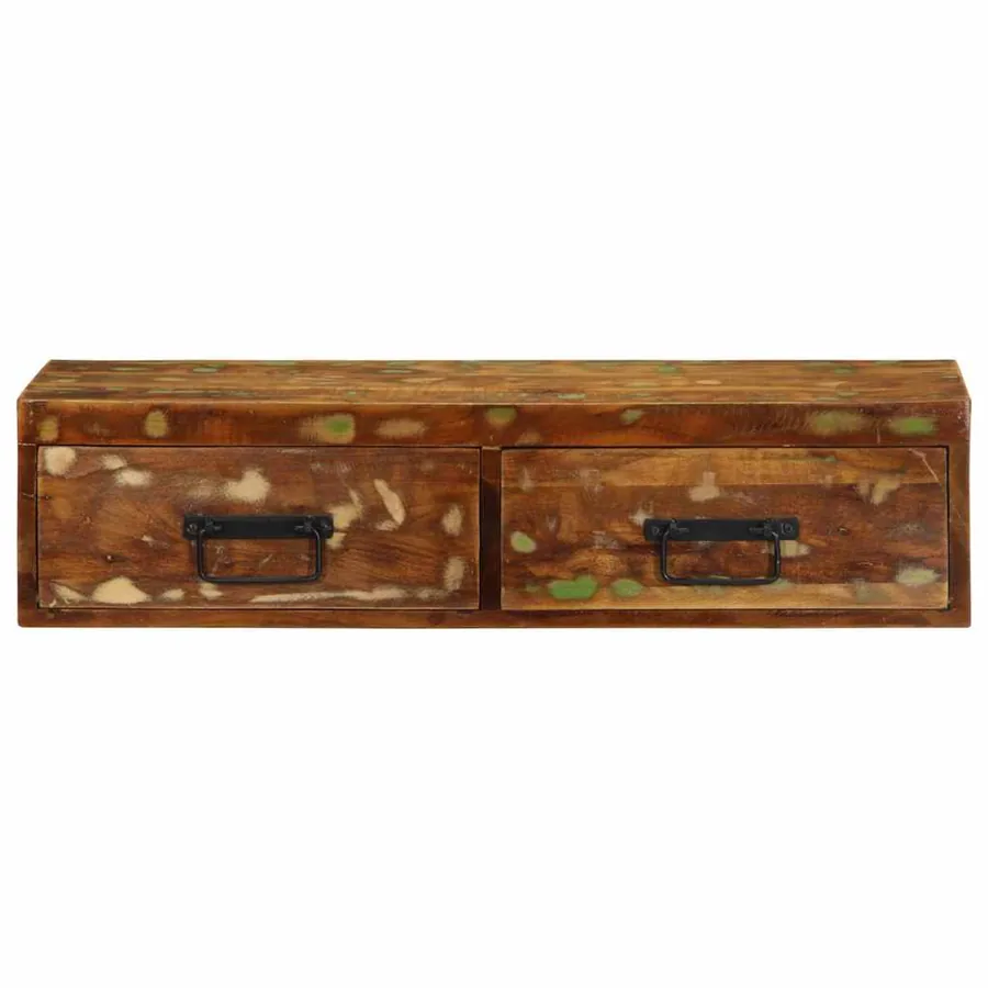 Meuble TV mural 80x30x19 cm bois massif de récupération - 5