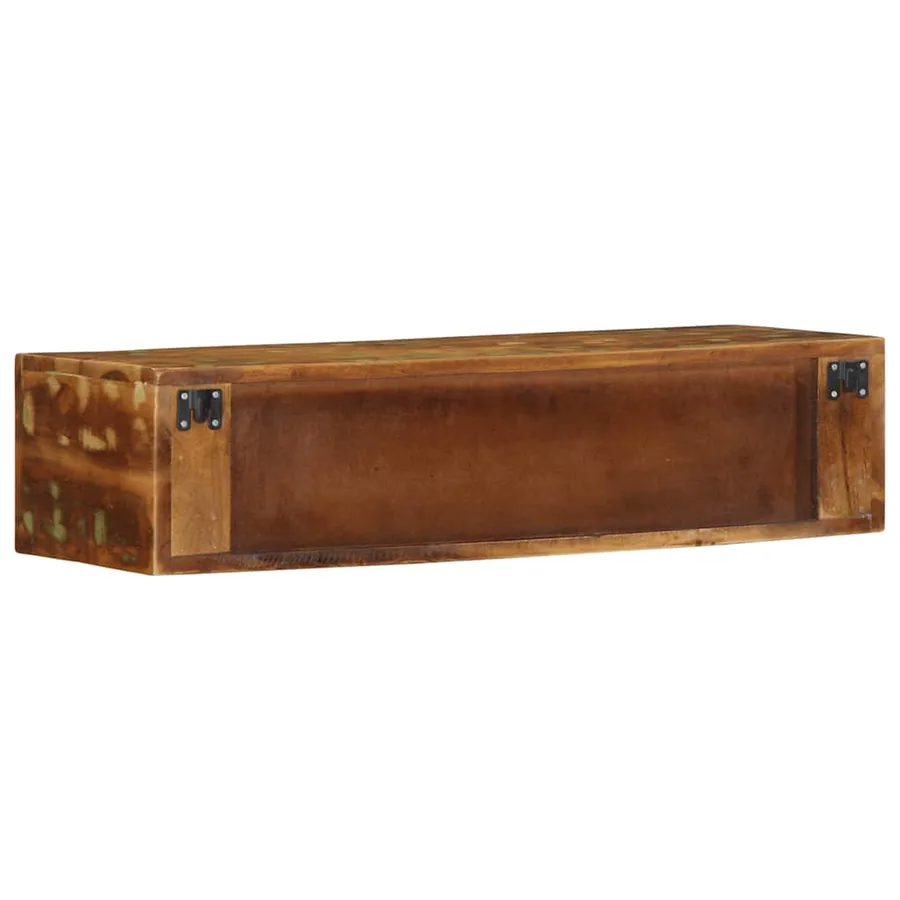 Meuble TV mural 80x30x19 cm bois massif de récupération - 7