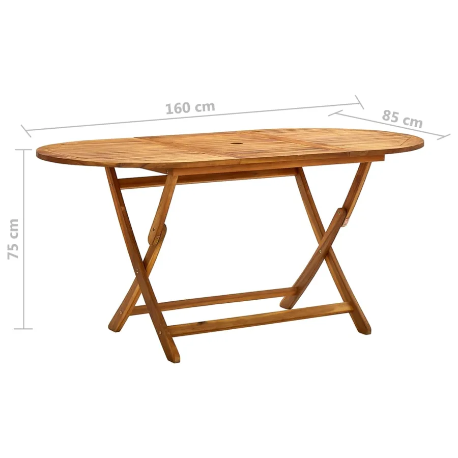 Table de jardin pliable 160x85x75 cm Bois d'acacia massif - 7