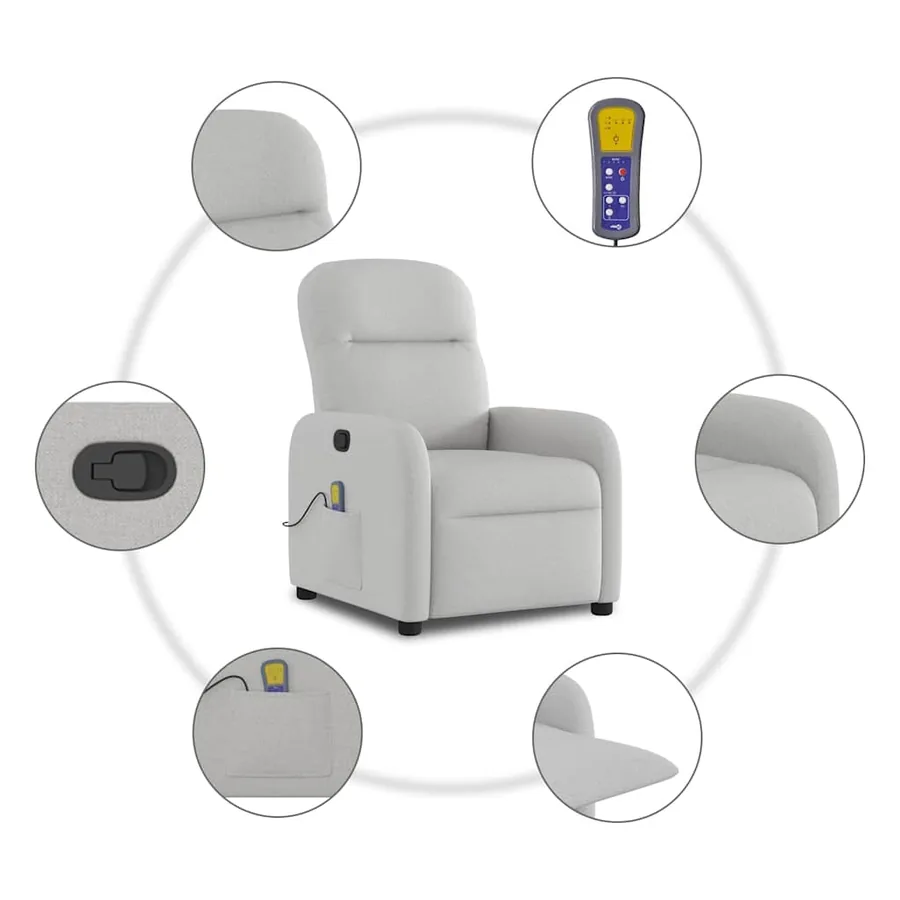 Fauteuil de massage inclinable gris nuage tissu - 8