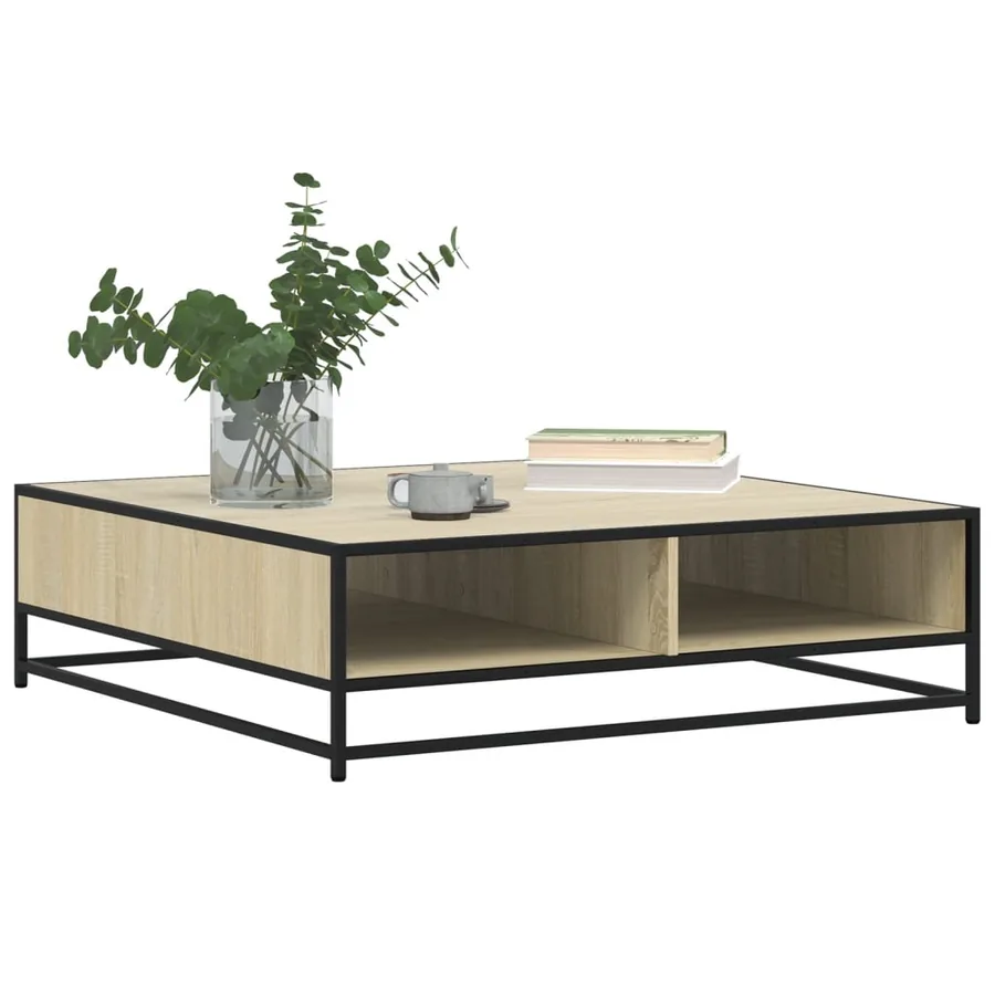 Table basse chêne sonoma 100x100x30 cm bois d'ingénierie/métal - 4