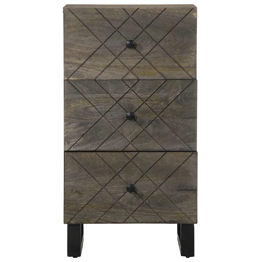 Buffet noir 40x33x75 cm bois massif de manguier - 3