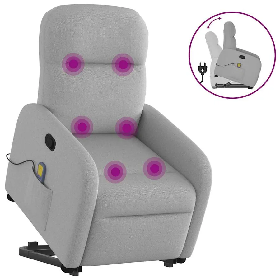 Fauteuil de massage inclinable gris nuage tissu