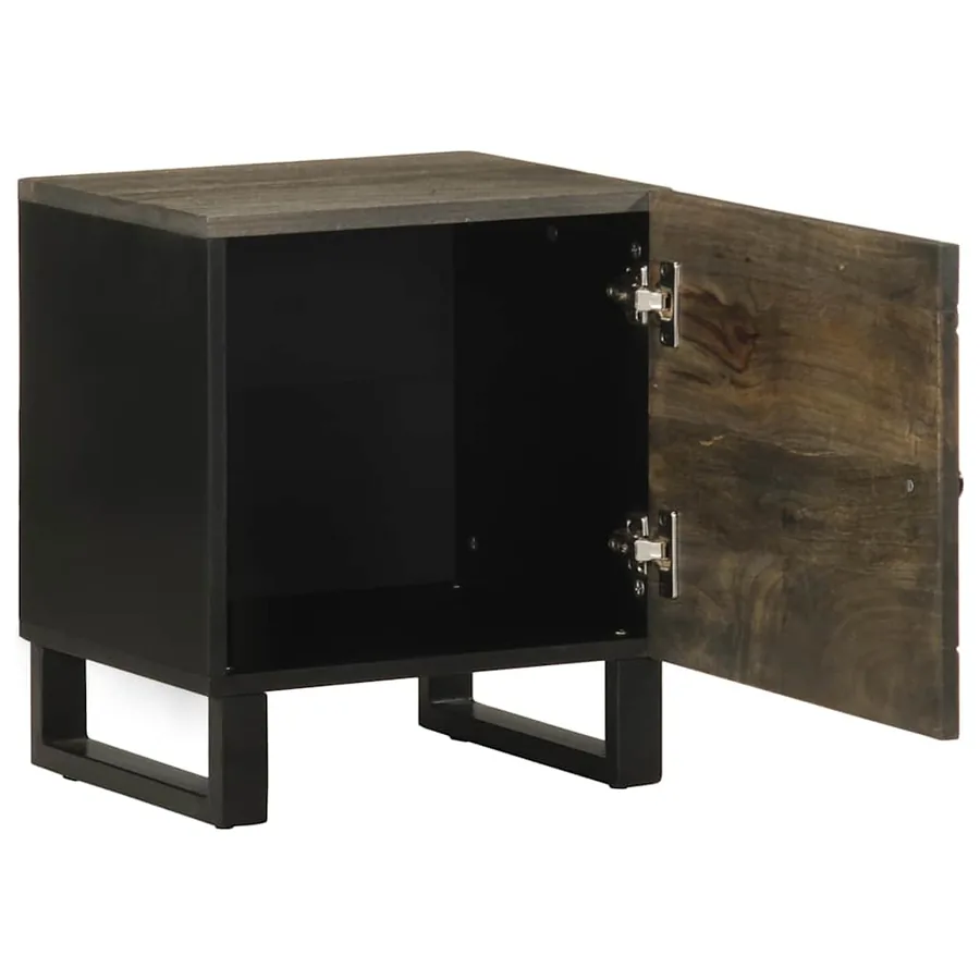 Table de chevet noir 40x33x46 cm bois de manguier solide - 2