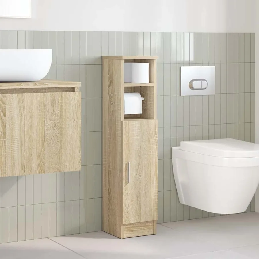 Meuble de salle de bain avec porte-rouleau chêne sonoma - 3