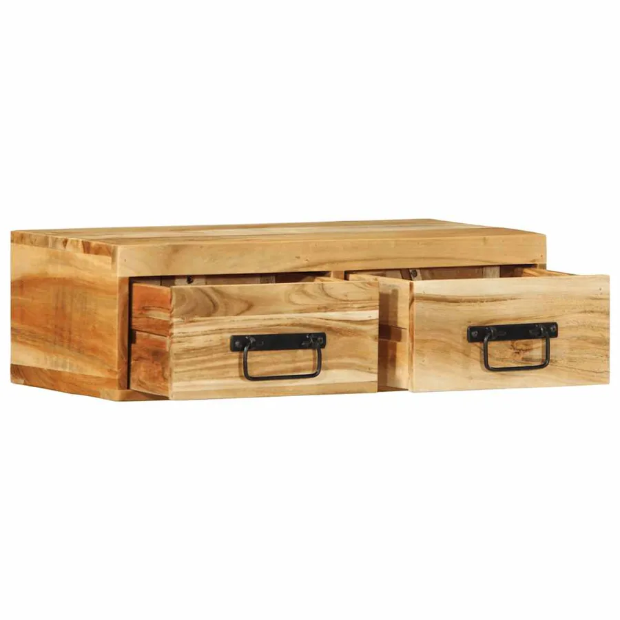 Meuble TV mural 60x30x19 cm bois massif d'acacia - 2