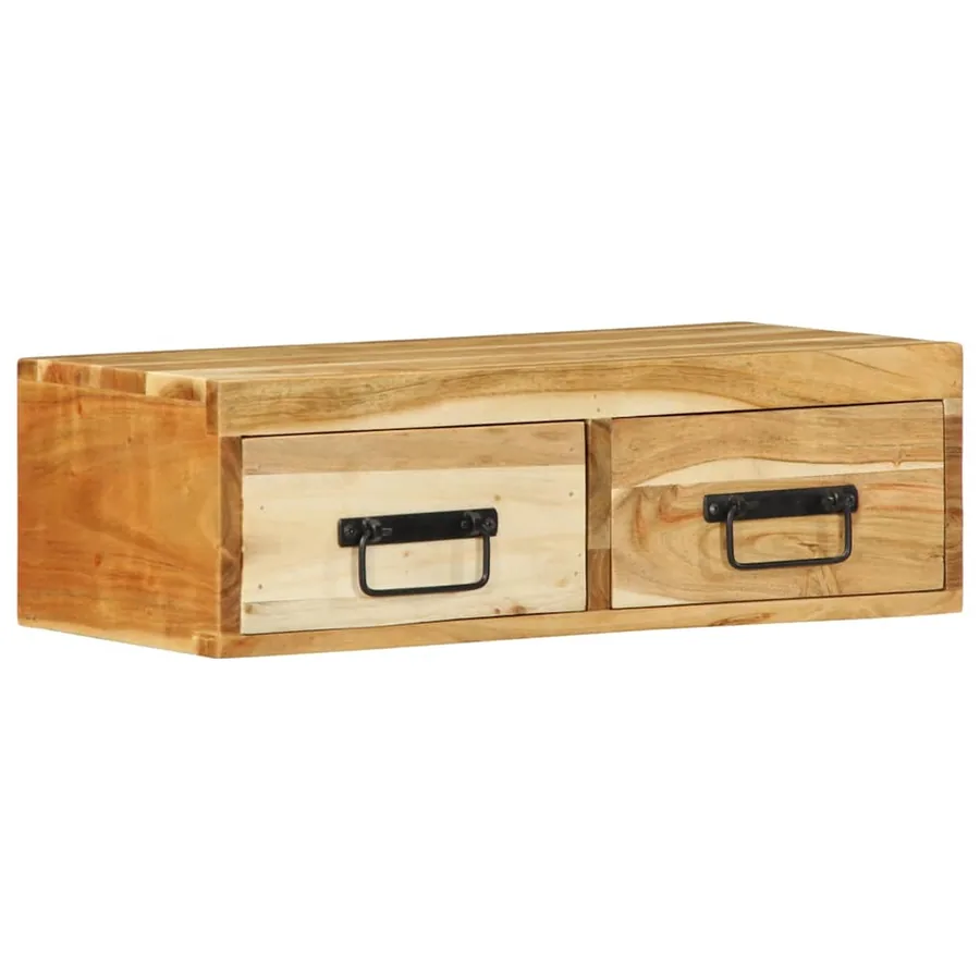 Meuble TV mural 60x30x19 cm bois massif d'acacia - 3
