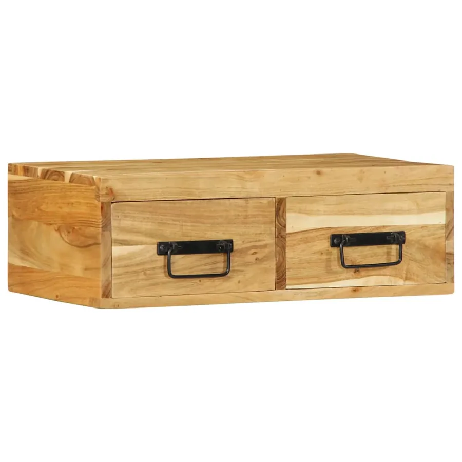 Meuble TV mural 60x30x19 cm bois massif d'acacia - 4