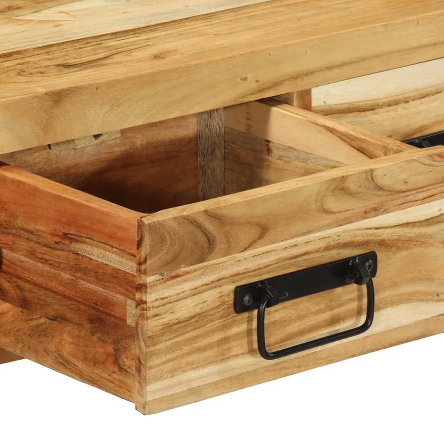 Meuble TV mural 60x30x19 cm bois massif d'acacia - 9