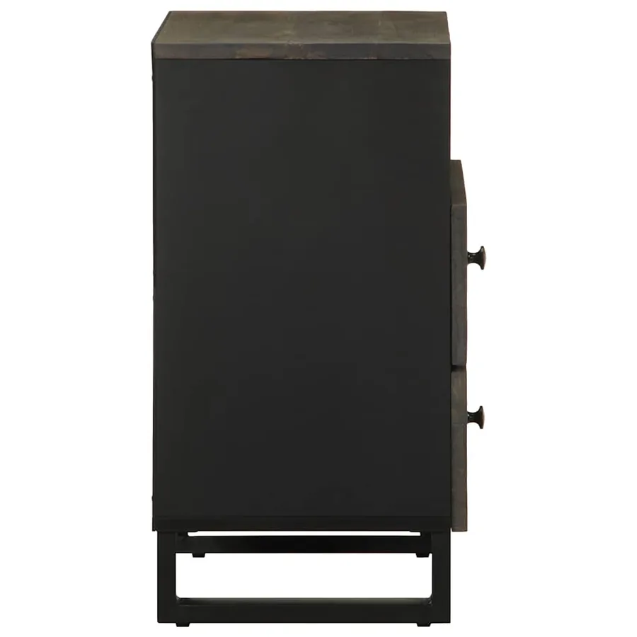 Table de chevet noir 50x33x62 cm bois de manguier solide - 4