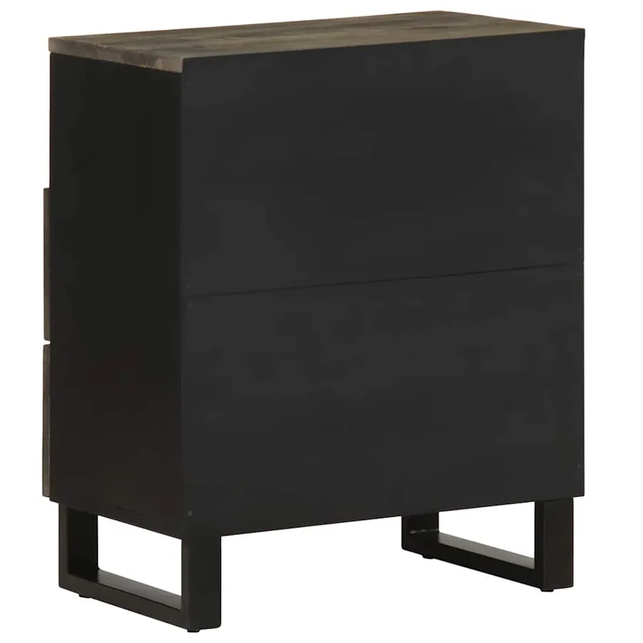 Table de chevet noir 50x33x62 cm bois de manguier solide - 5