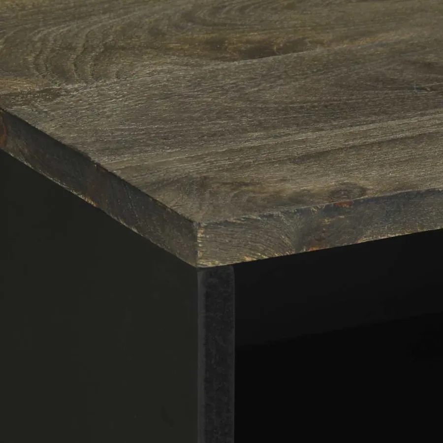 Table de chevet noir 50x33x62 cm bois de manguier solide - 6