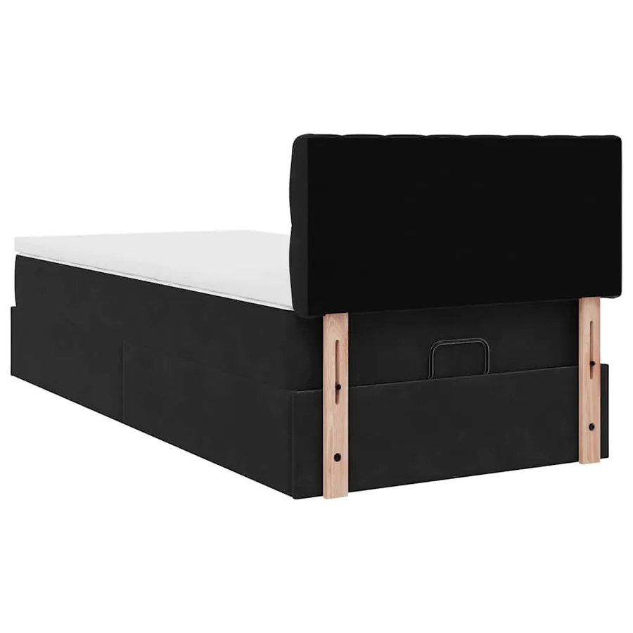 Cadre de lit ottoman avec matelas noir 90x190 cm velours - 9