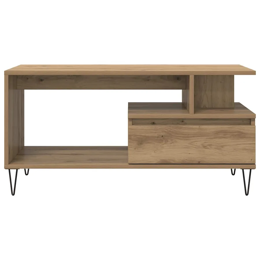 Table basse chêne artisanal 90x49x45 cm bois d'ingénierie - 5
