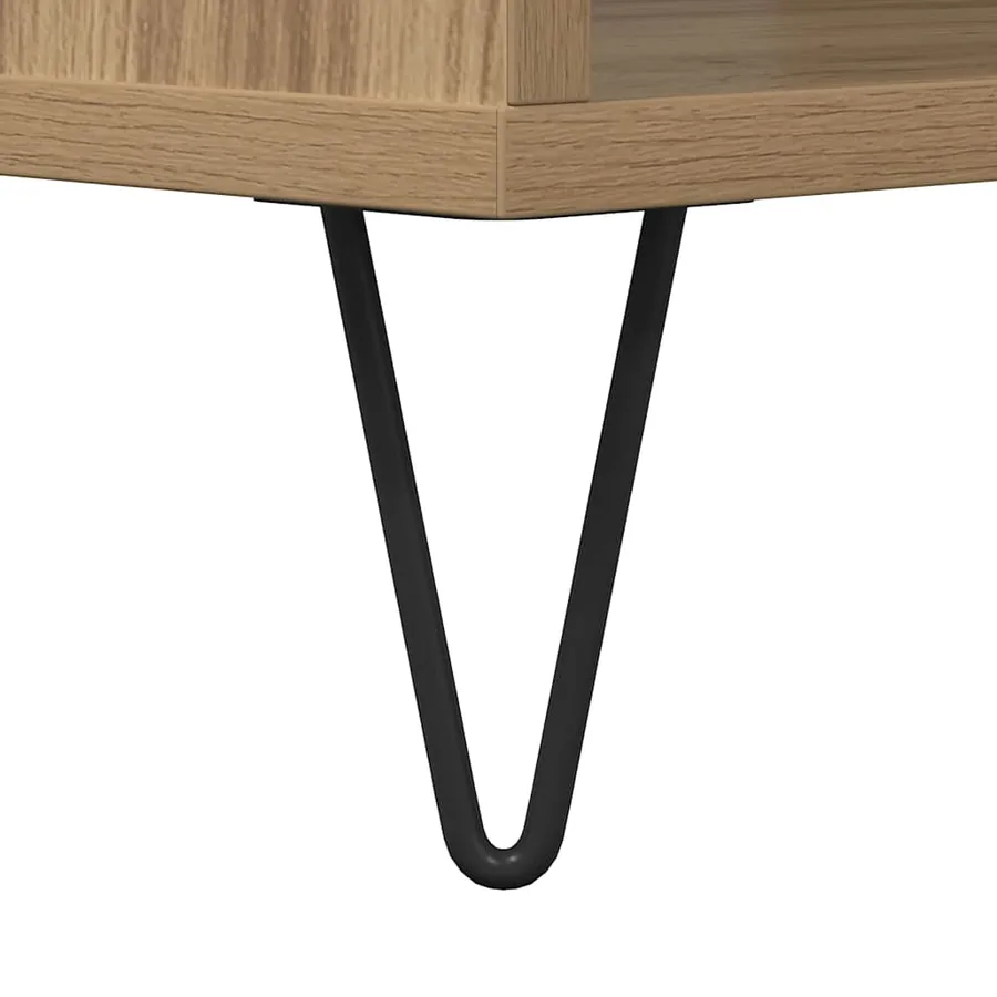Table basse chêne artisanal 90x49x45 cm bois d'ingénierie - 9