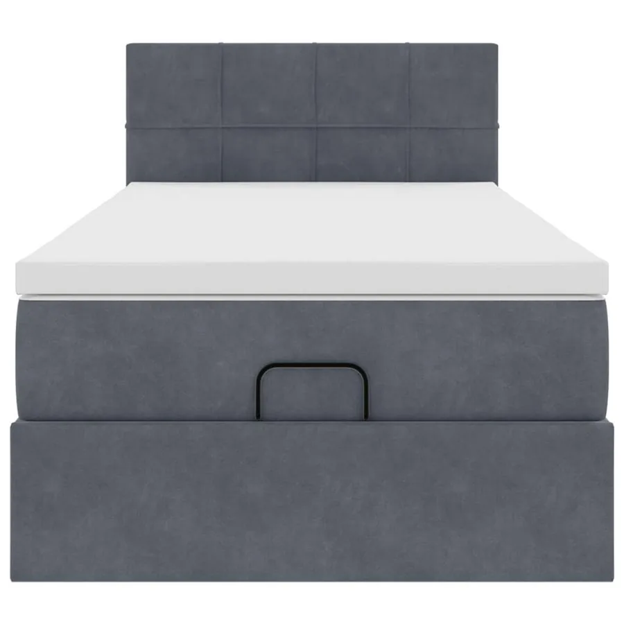 Cadre de lit ottoman avec matelas gris foncé 90x190 cm velours - 6