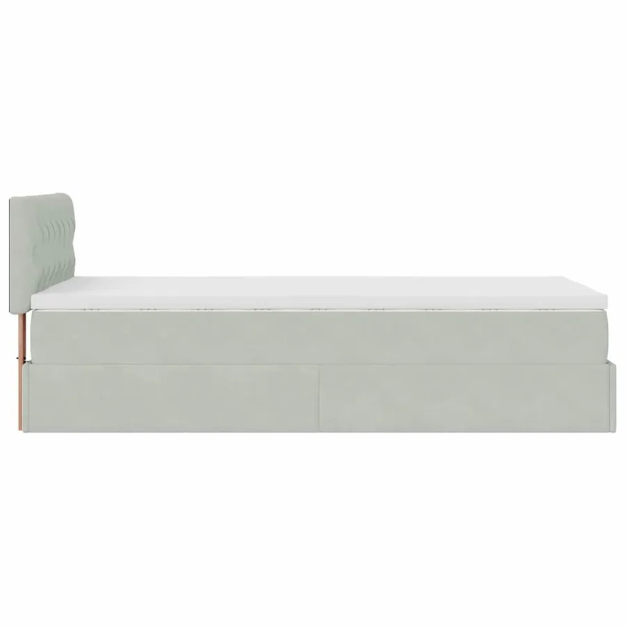 Cadre de lit ottoman et matelas gris clair 90x190 cm velours - 9