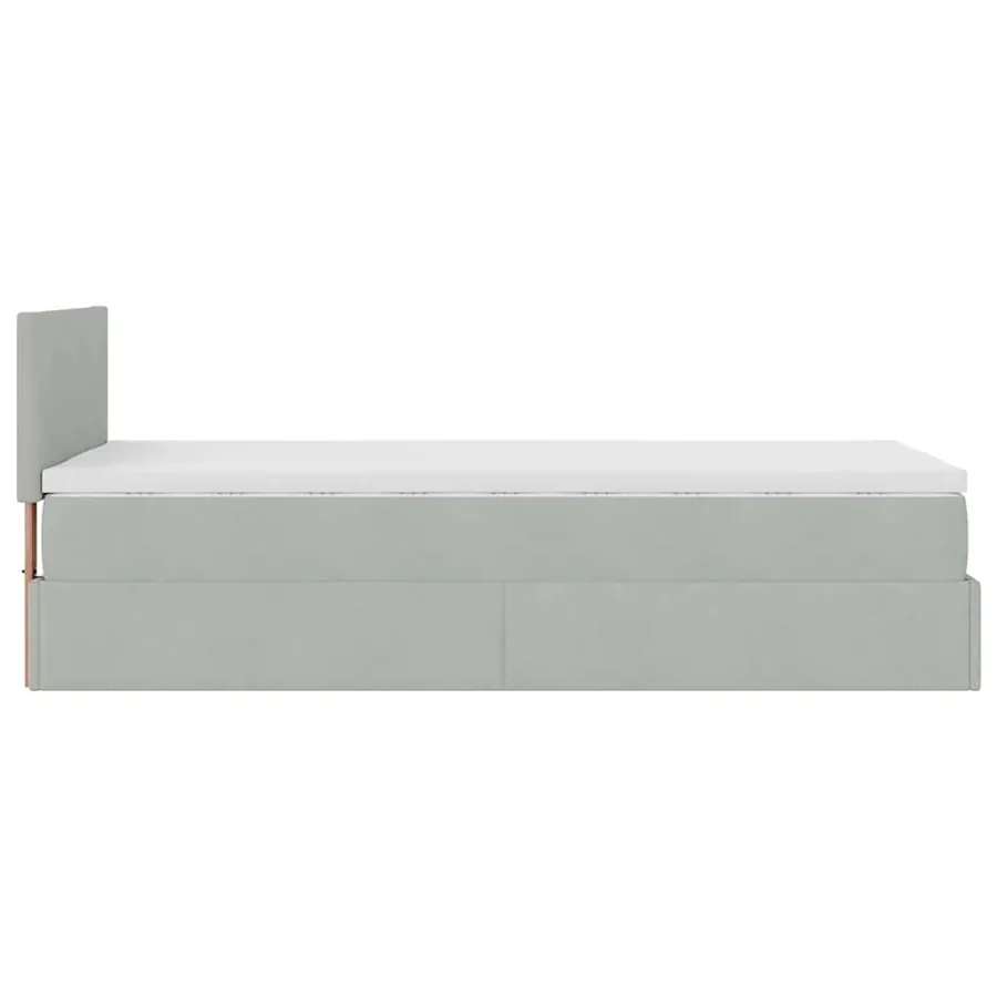 Cadre de lit ottoman et matelas gris clair 90x190 cm velours - 11