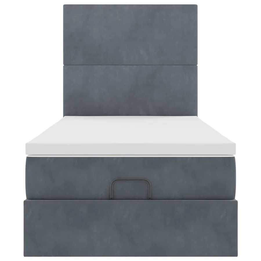 Cadre de lit ottoman avec matelas gris foncé 90x190 cm velours - 7
