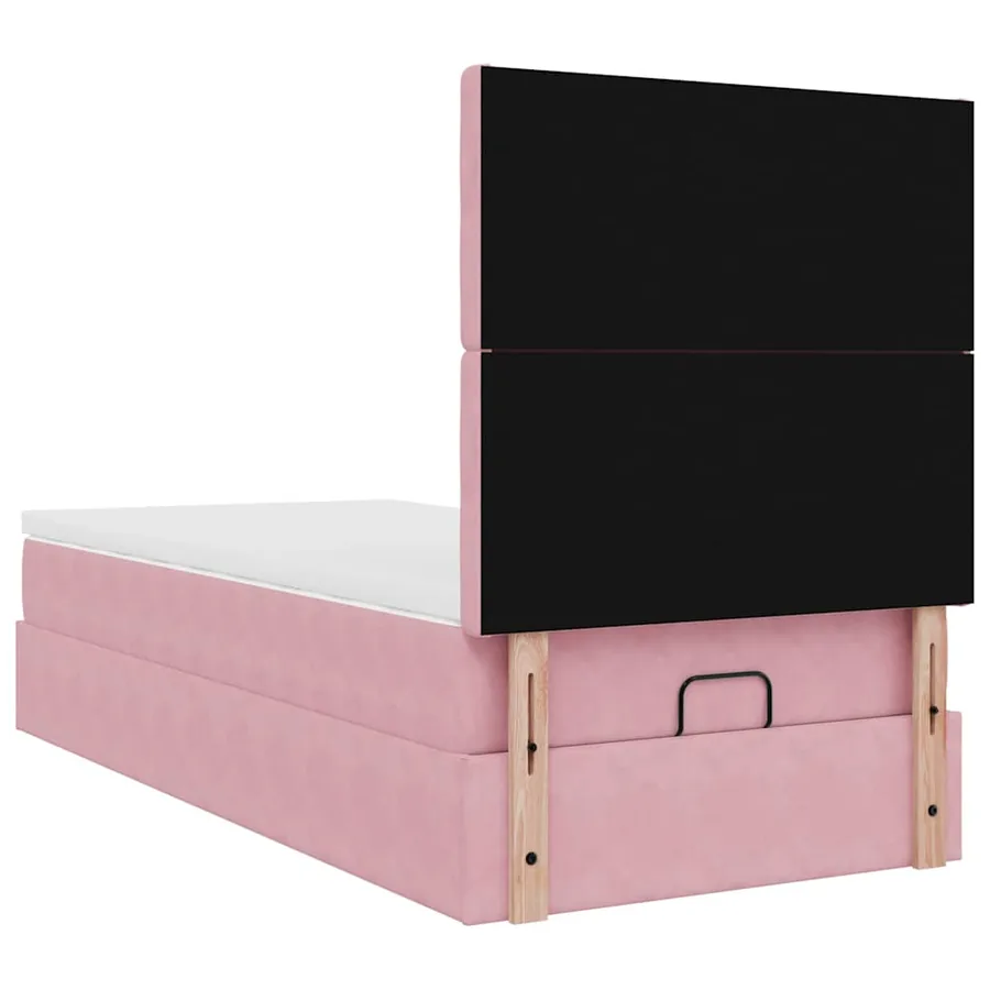 Cadre de lit ottoman avec matelas rose 90x190 cm velours - 10