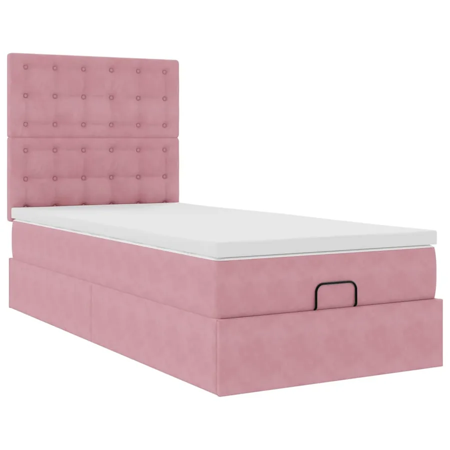 Cadre de lit ottoman avec matelas rose 90x190 cm velours - 6