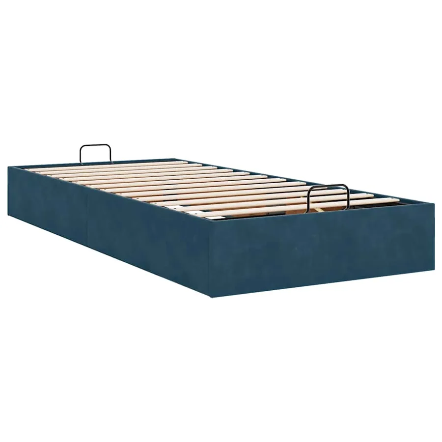 Cadre de lit ottoman sans matelas bleu foncé 90x190 cm velours - 9