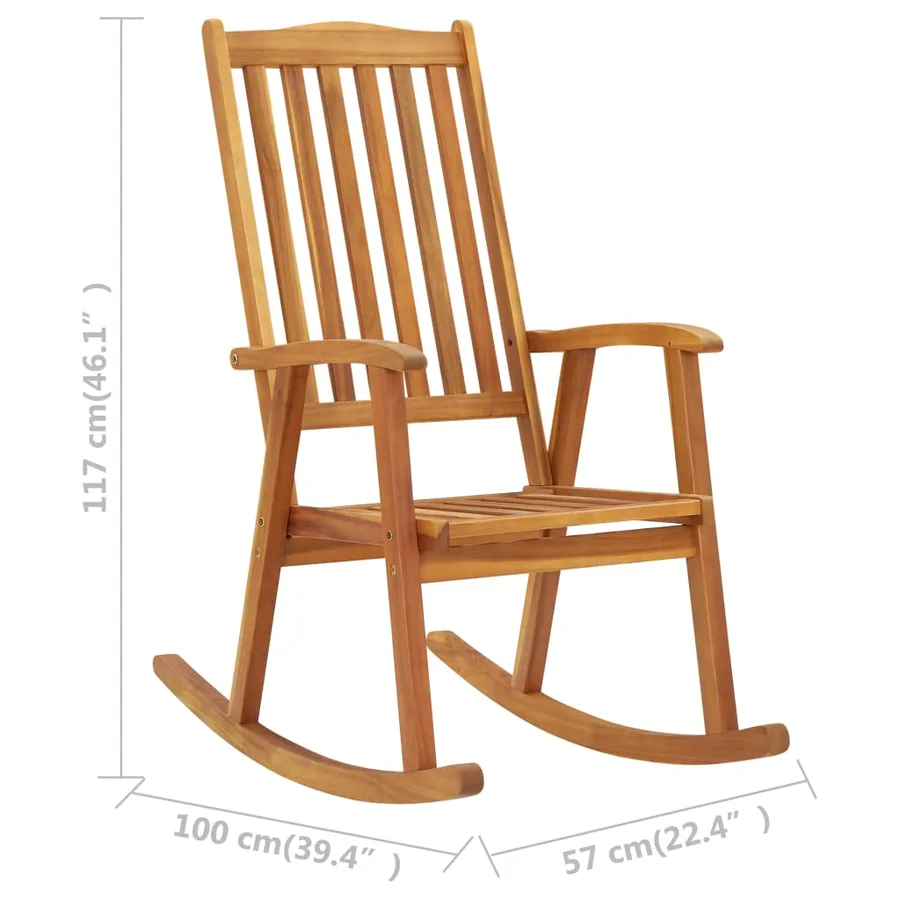 Chaise à bascule bois d'acacia massif - 7