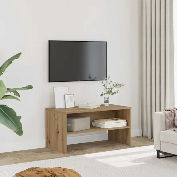 Meuble TV chêne artisanal 80x40x40 cm bois d'ingénierie