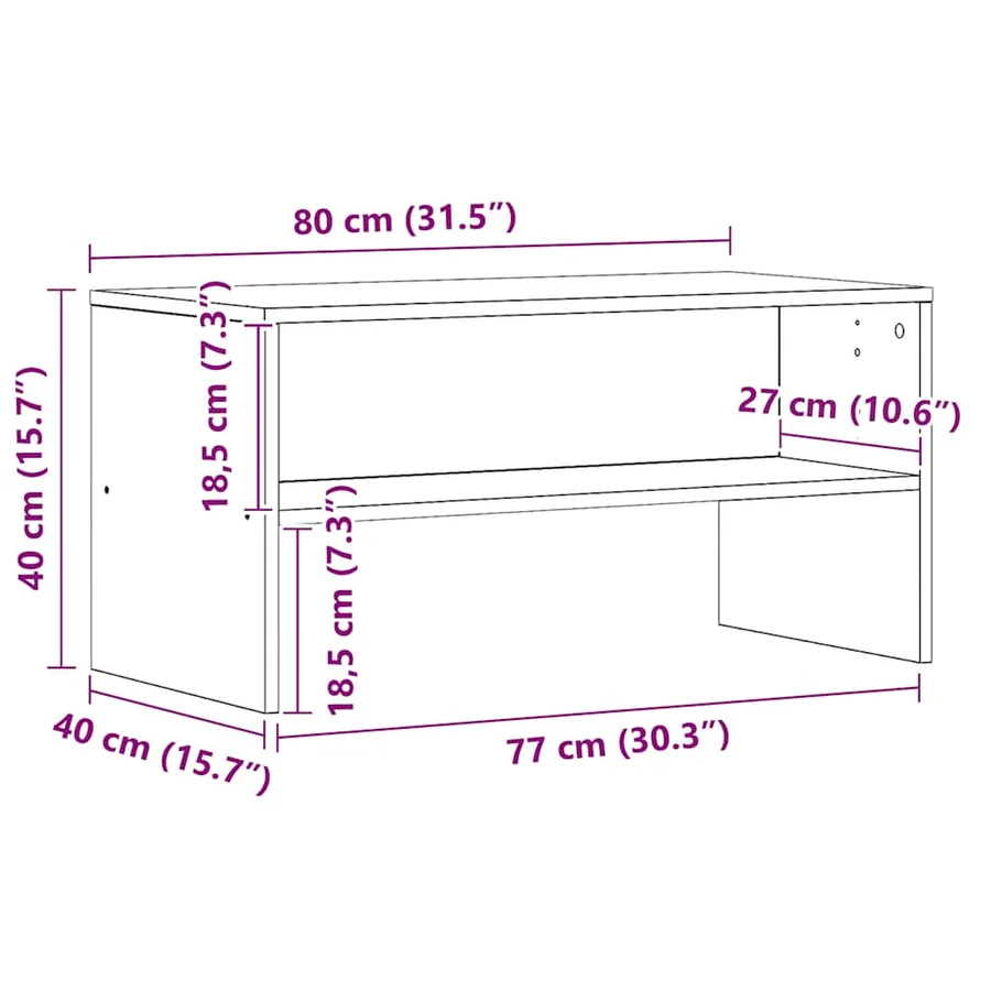 Meuble TV chêne artisanal 80x40x40 cm bois d'ingénierie - 9