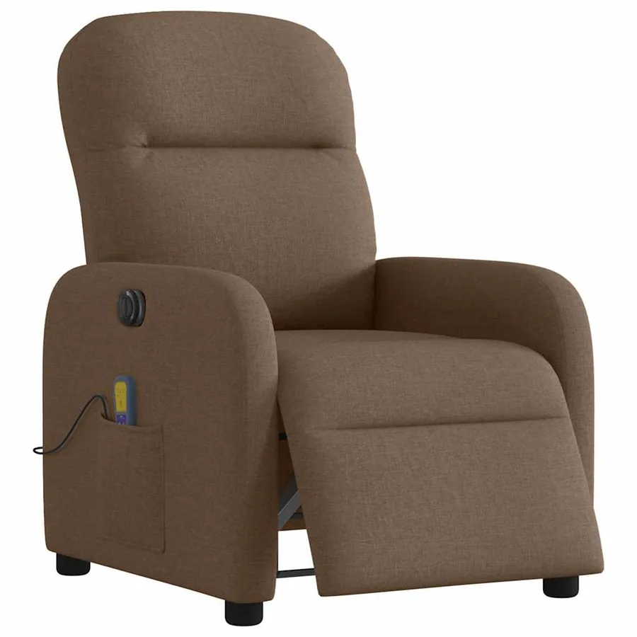 Fauteuil inclinable de massage électrique marron tissu - 3