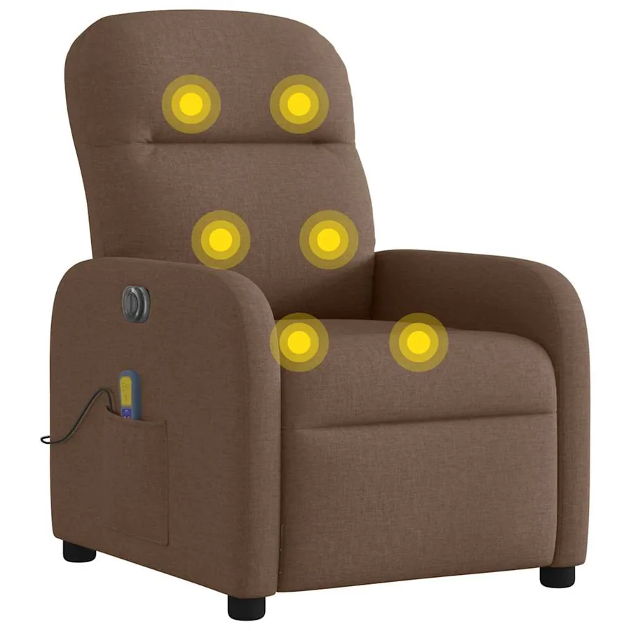 Fauteuil inclinable de massage électrique marron tissu - 8