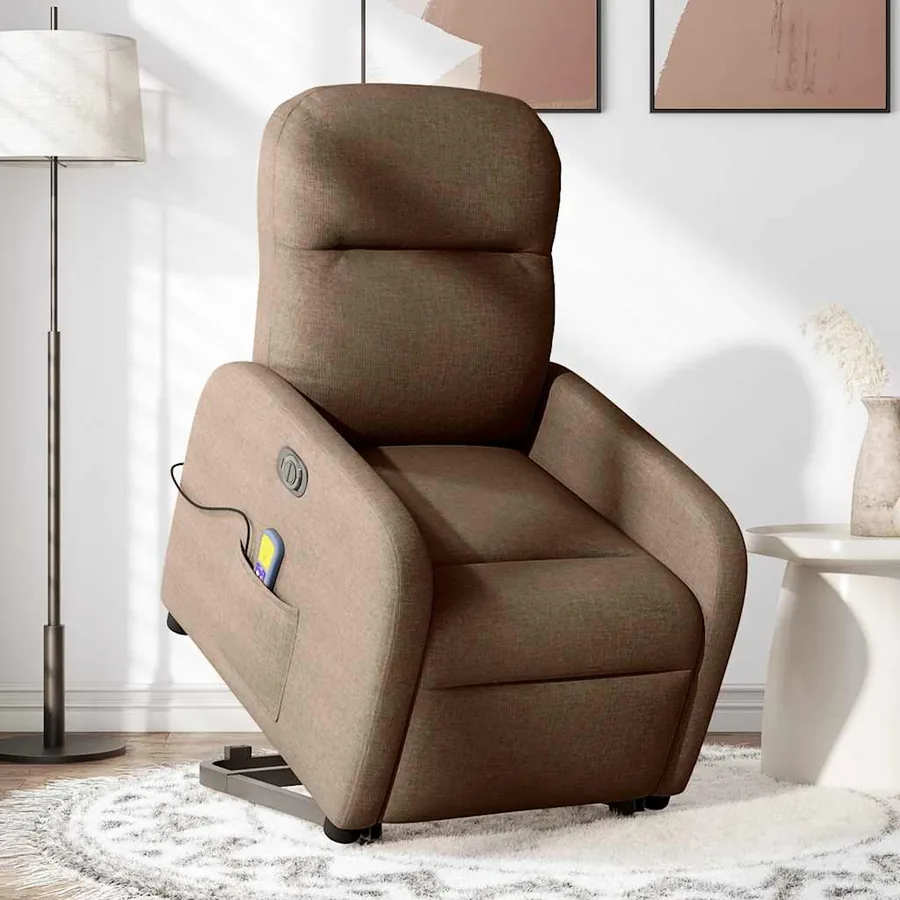 Fauteuil inclinable de massage électrique Marron Tissu - 2