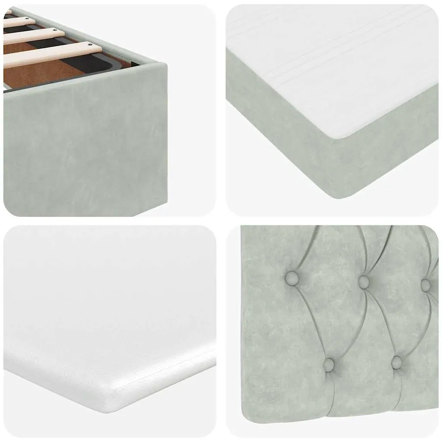 Cadre de lit ottoman avec matelas gris clair 120x190 cm velours - 14