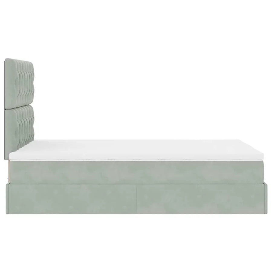 Cadre de lit ottoman avec matelas gris clair 120x190 cm velours - 8