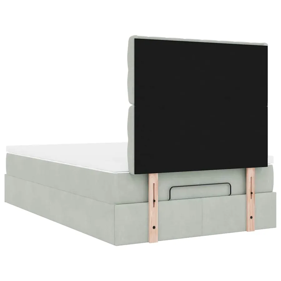 Cadre de lit ottoman avec matelas gris clair 120x190 cm velours - 9
