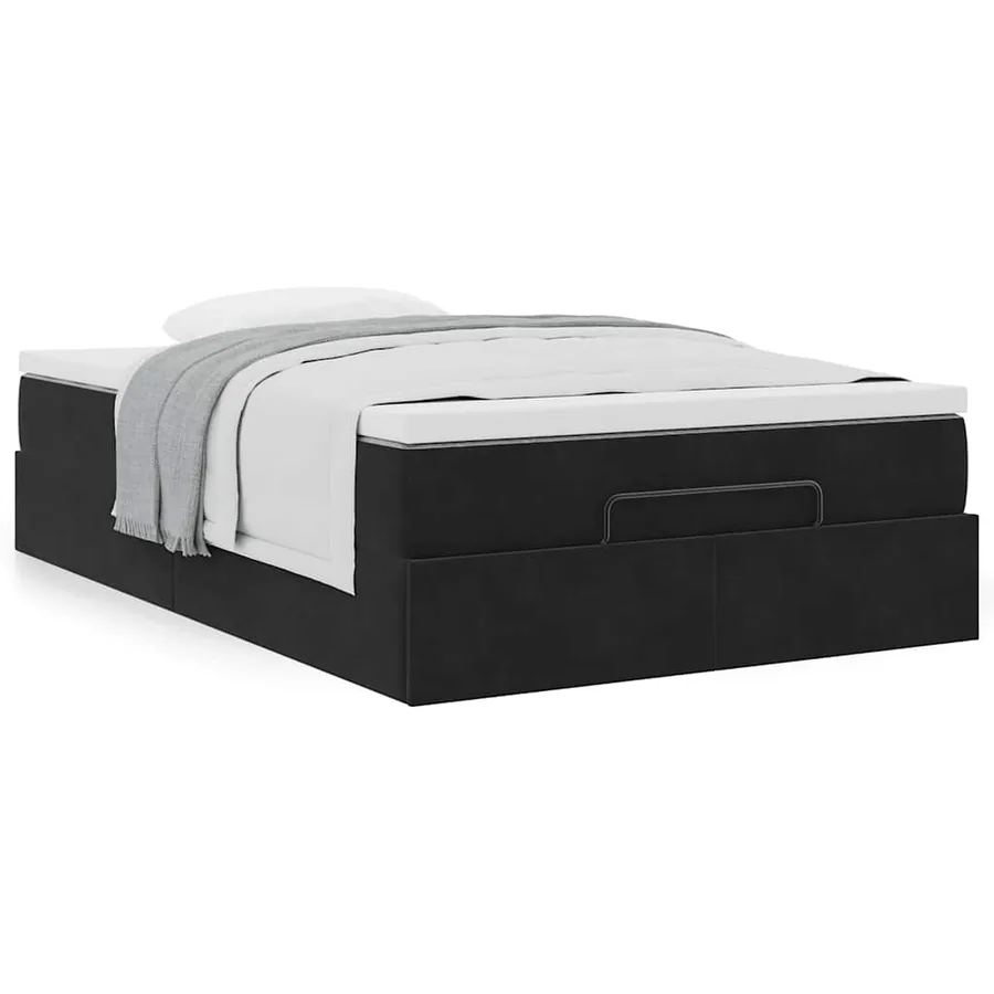 Lit ottoman avec matelas noir 120x190 cm velours - 4