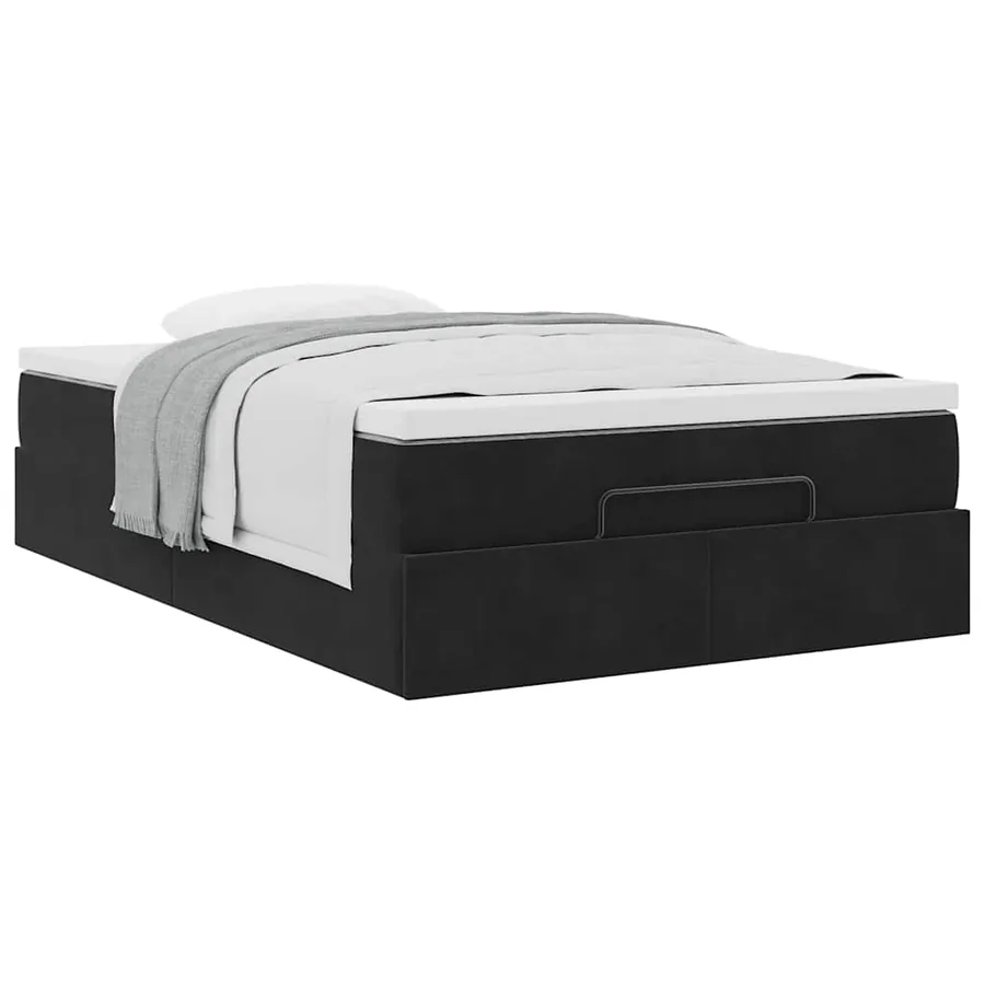 Lit ottoman avec matelas noir 120x190 cm velours - 5