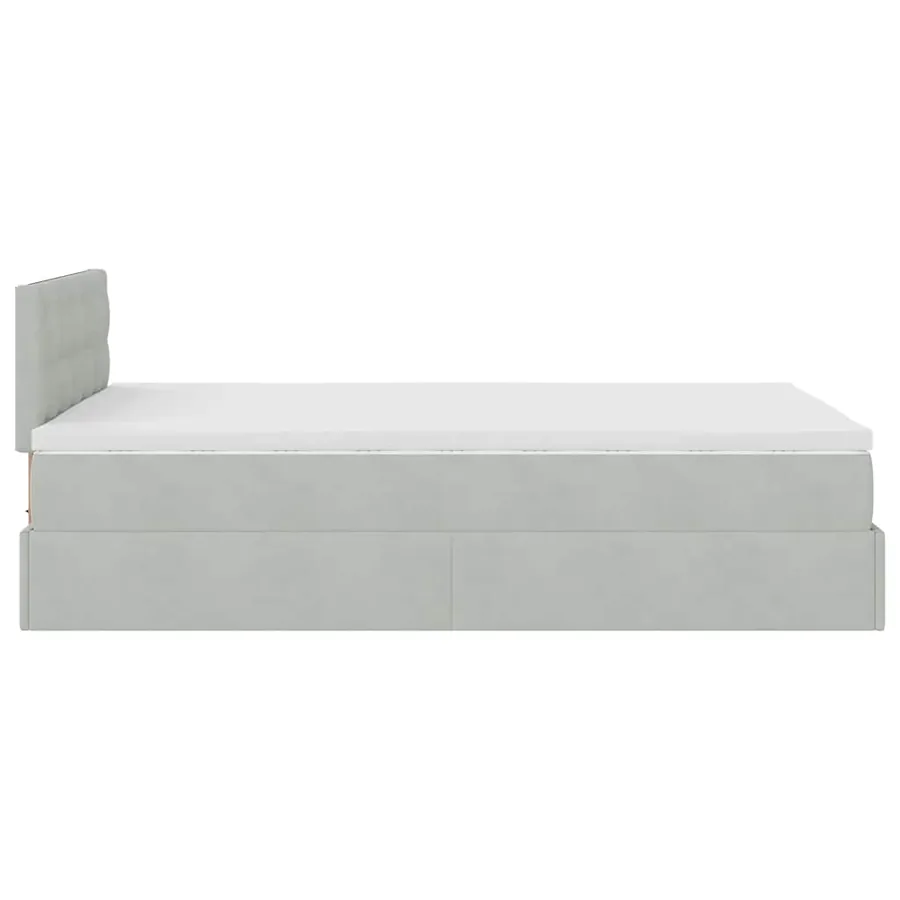 Lit ottoman avec matelas et LED gris clair 120x190cm velours - 11