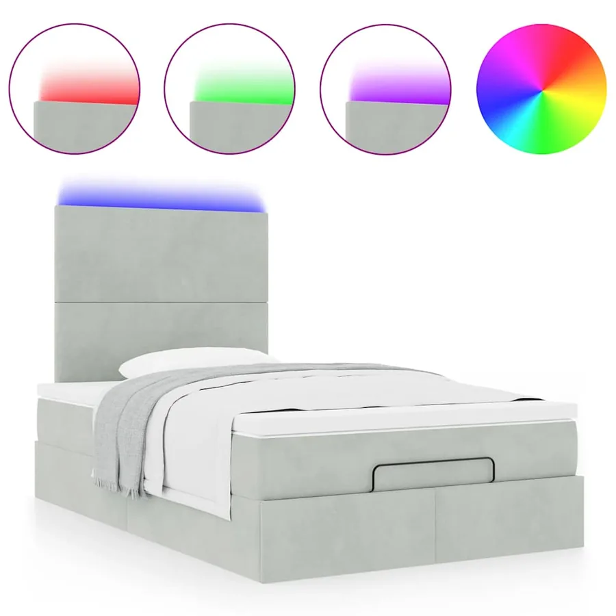 Cadre de lit ottoman avec matelas gris clair 120x190 cm velours - 5