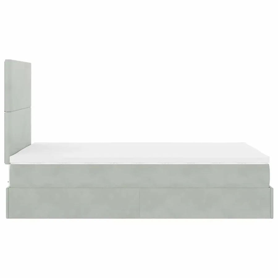 Cadre de lit ottoman avec matelas gris clair 120x190 cm velours - 9
