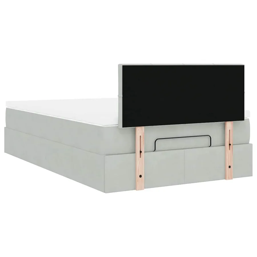 Lit ottoman avec matelas et LED gris clair 120x190cm velours - 12