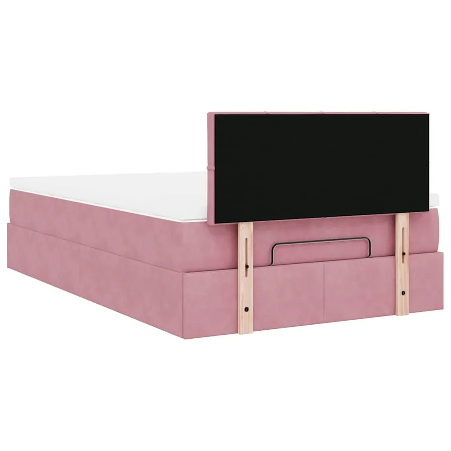 Lit ottoman avec matelas rose 120x190 cm velours - 10