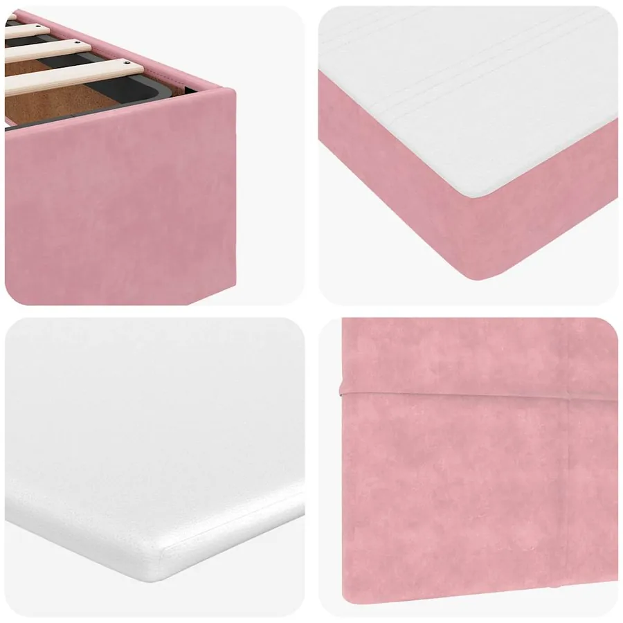 Lit ottoman avec matelas rose 120x190 cm velours - 12